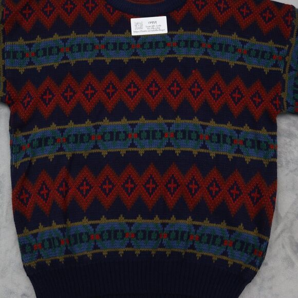 Trend Basics Sweaters Mens L Multicolor Geometric Long Sleeve Crew Neck Pullover - Picture 9 of 16